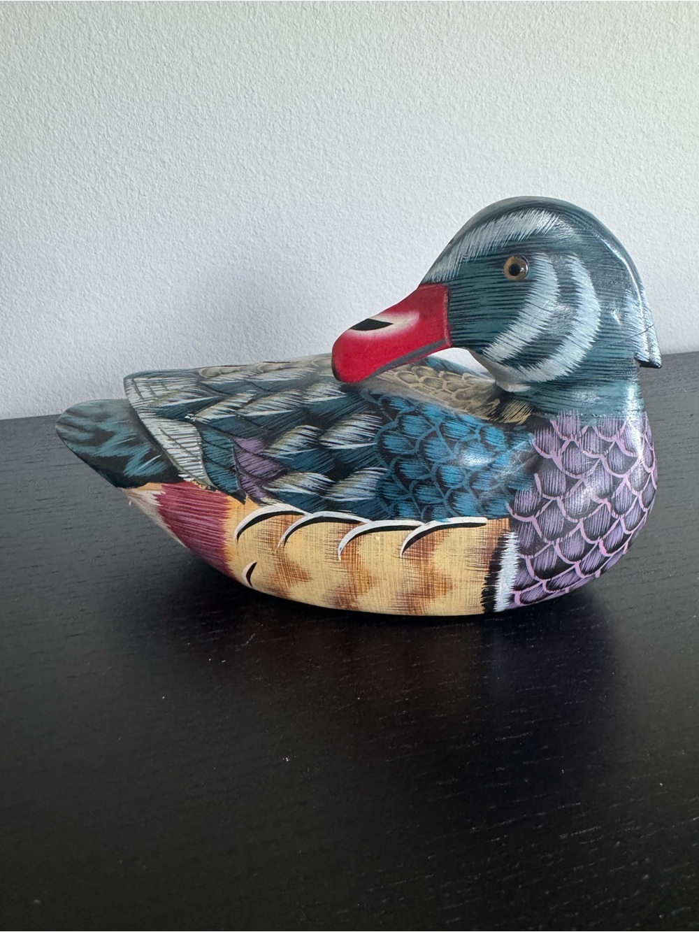 Vintage Hand-Carved & Hand-Painted Wooden Wood Duck Drake Decoy